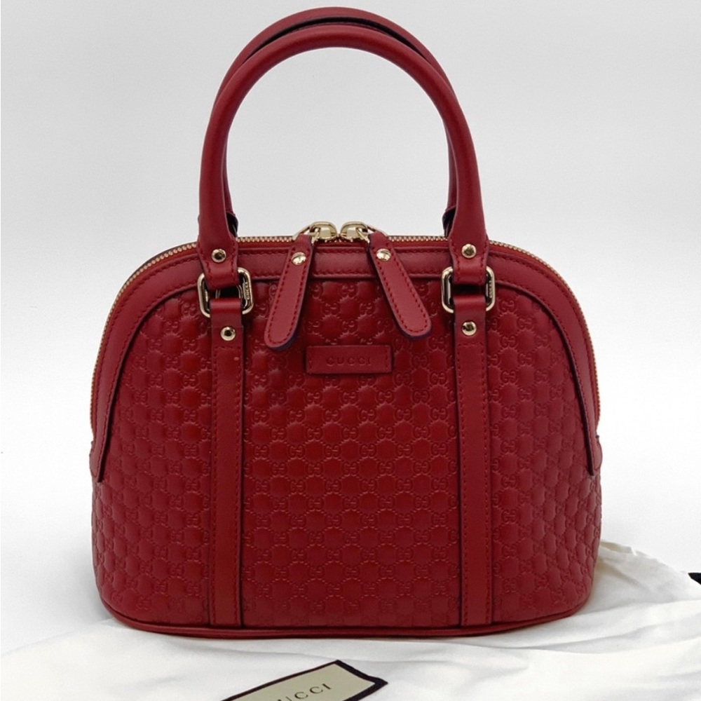 NWT GUCCI Micro Guccissima Red Crossbody Dome Bag